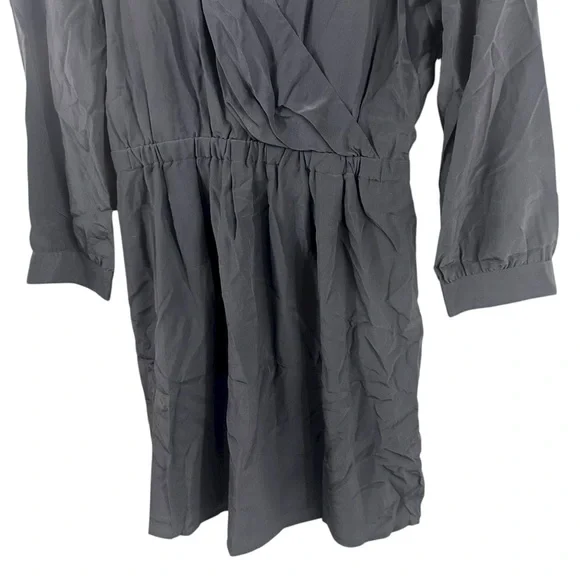 Madewell Gray Silk Faux-Wrap Dress Size 6 - Picture 6 of 7